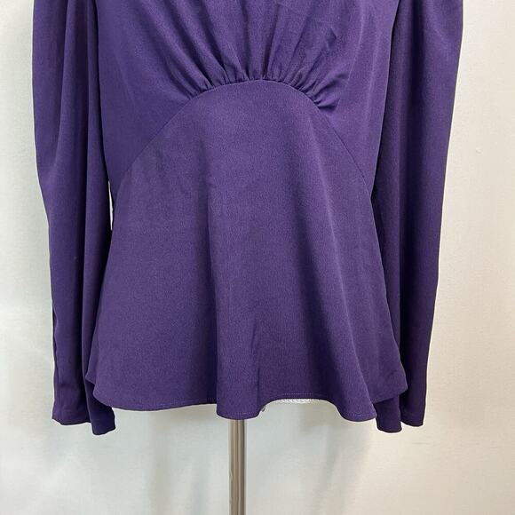 Express Blouse Top size Large Dark Purple Crepe Princess Modest Church Wedding - Picture 4 of 7